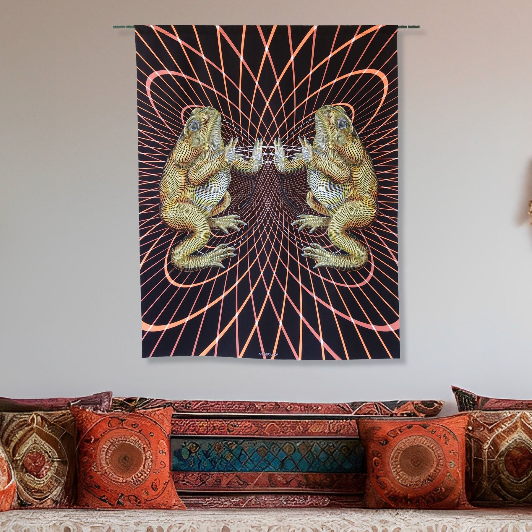 Bufo Alvarius Tapestry — visionary art by Symbolika