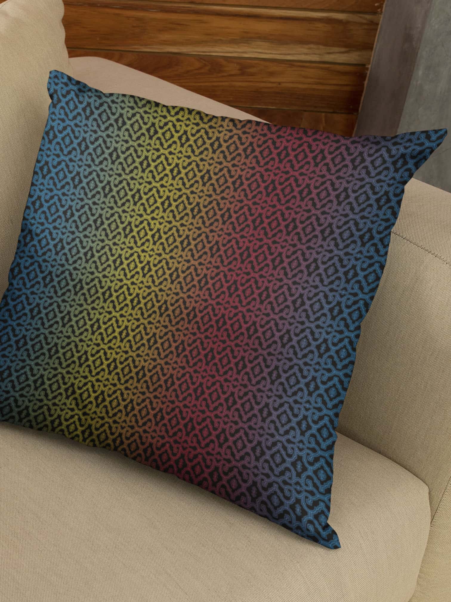 Shipibo Gradient - Square Pillow (L) - symbolika