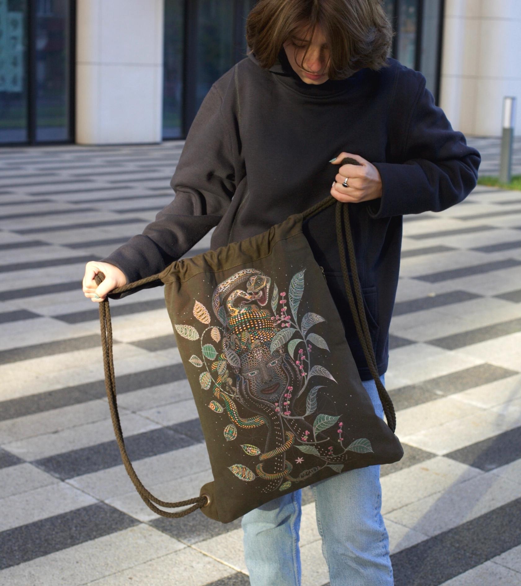 Aya Drawstring Bag Drawstring Bag - Detail Close-Up by Symbolika