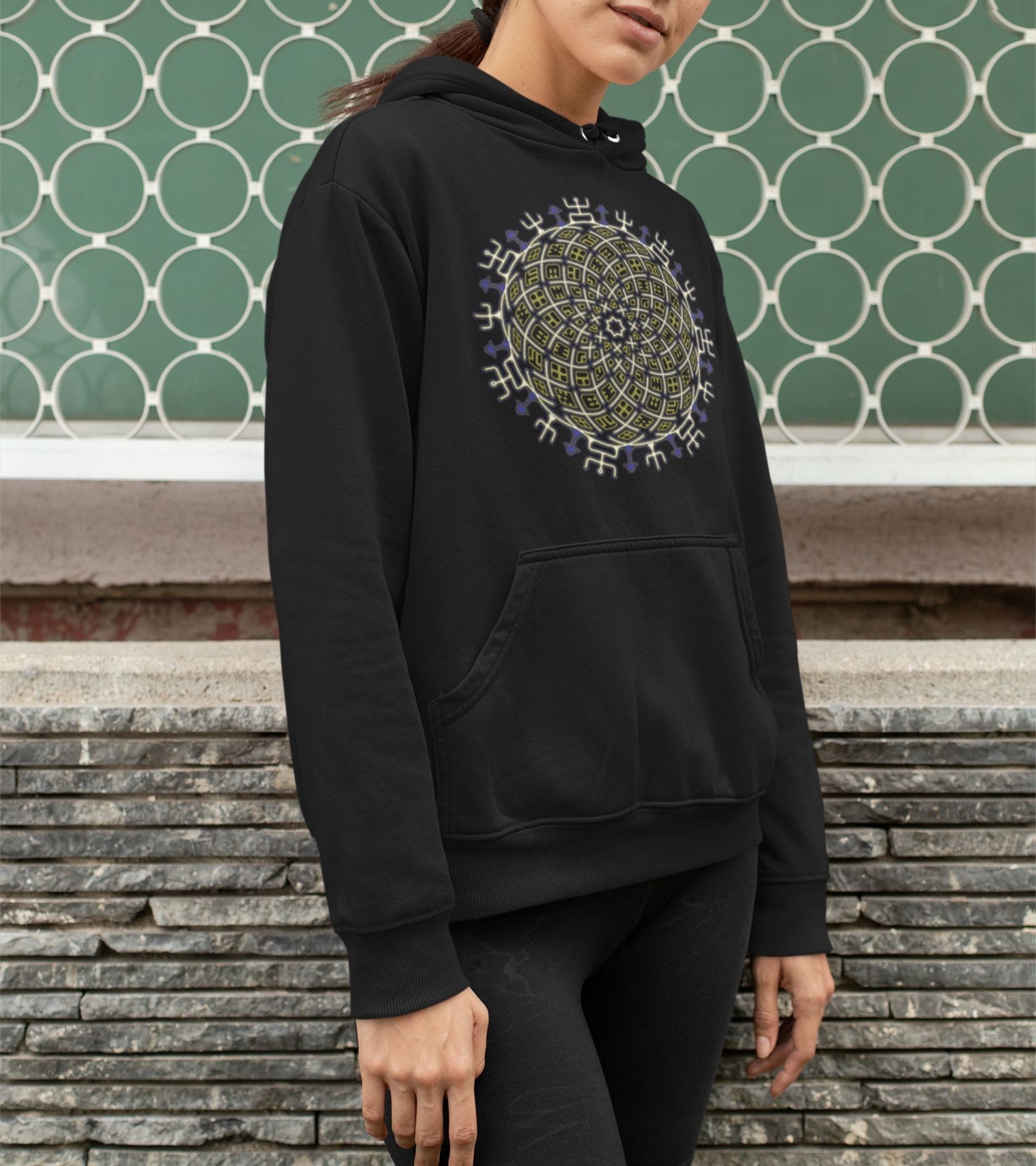 Vortex Cross Hoodie Choice of Colors — visionary art by Symbolika