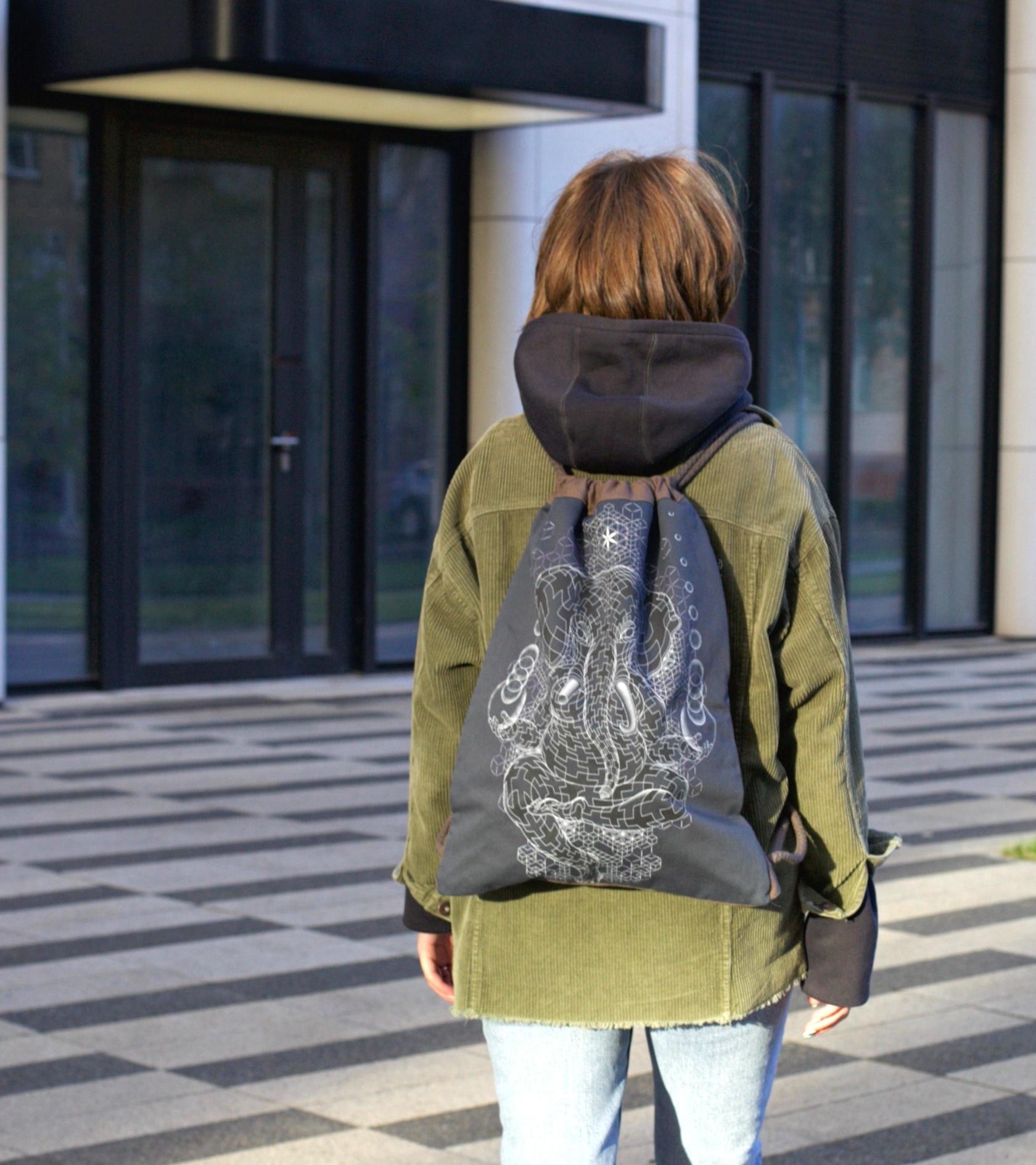 Ganescher Drawstring Bag Drawstring Bag - UV Blacklight Effect by Symbolika