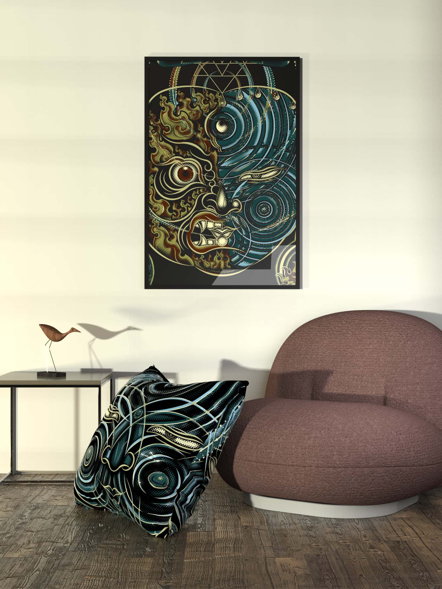 Set of 3 YogaBhoga Faces Framed Poster - symbolika