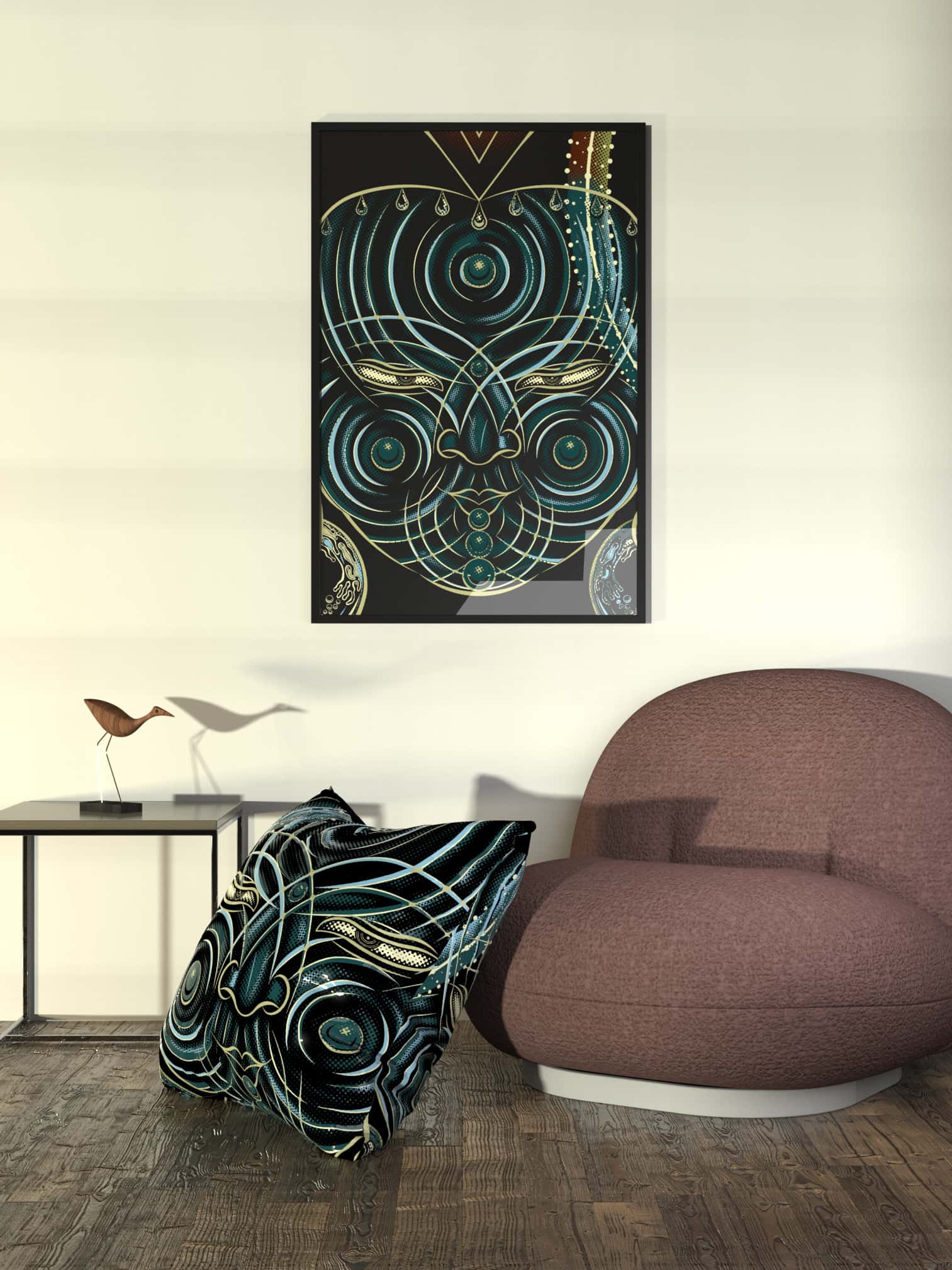 Set of 3 YogaBhoga Faces Framed Poster - symbolika