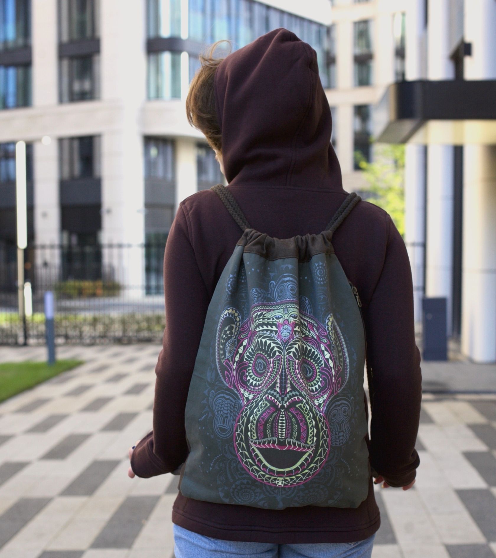 Tā Moko Drawstring Bag Drawstring Bag - Detail Close-Up by Symbolika