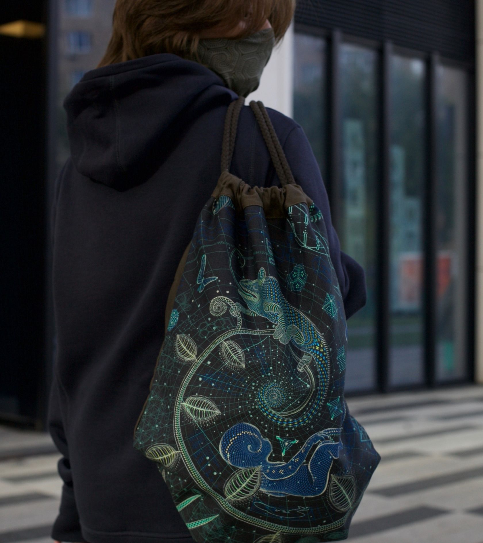 The Blueprint Drawstring Bag - Detail Close-Up by Symbolika