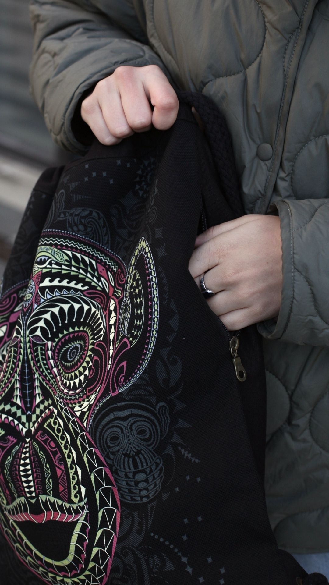 Tā Moko Drawstring Bag Drawstring Bag - Back View by Symbolika
