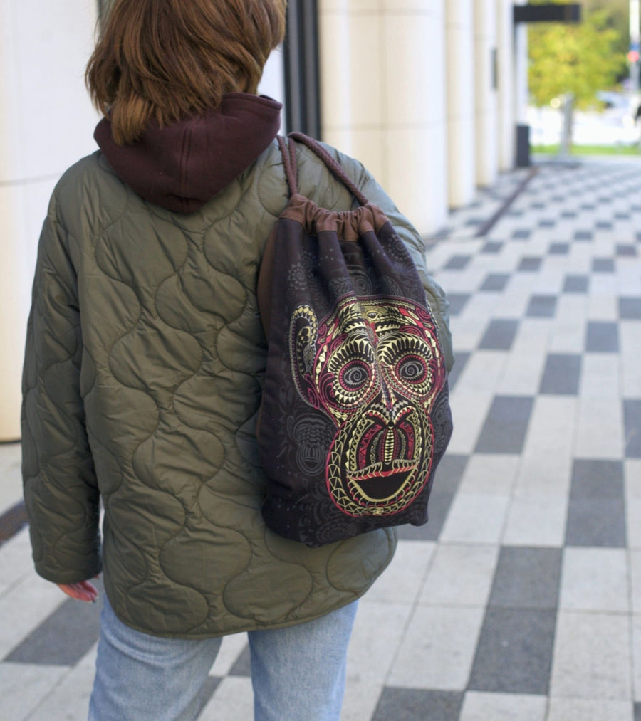 Tā Moko Drawstring Bag Drawstring Bag - Detail Close-Up by Symbolika