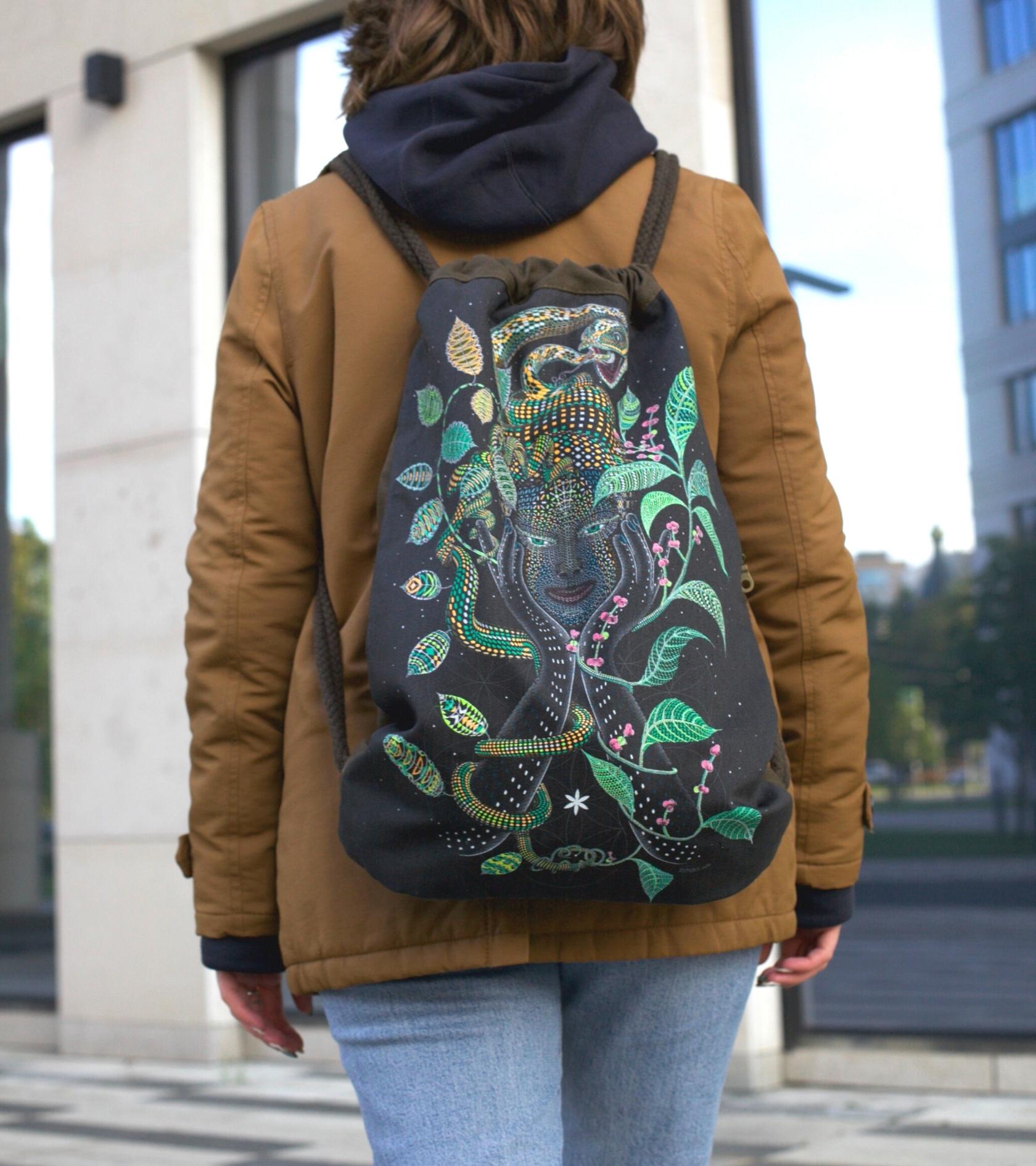 Aya Drawstring Bag Drawstring Bag - Front View by Symbolika