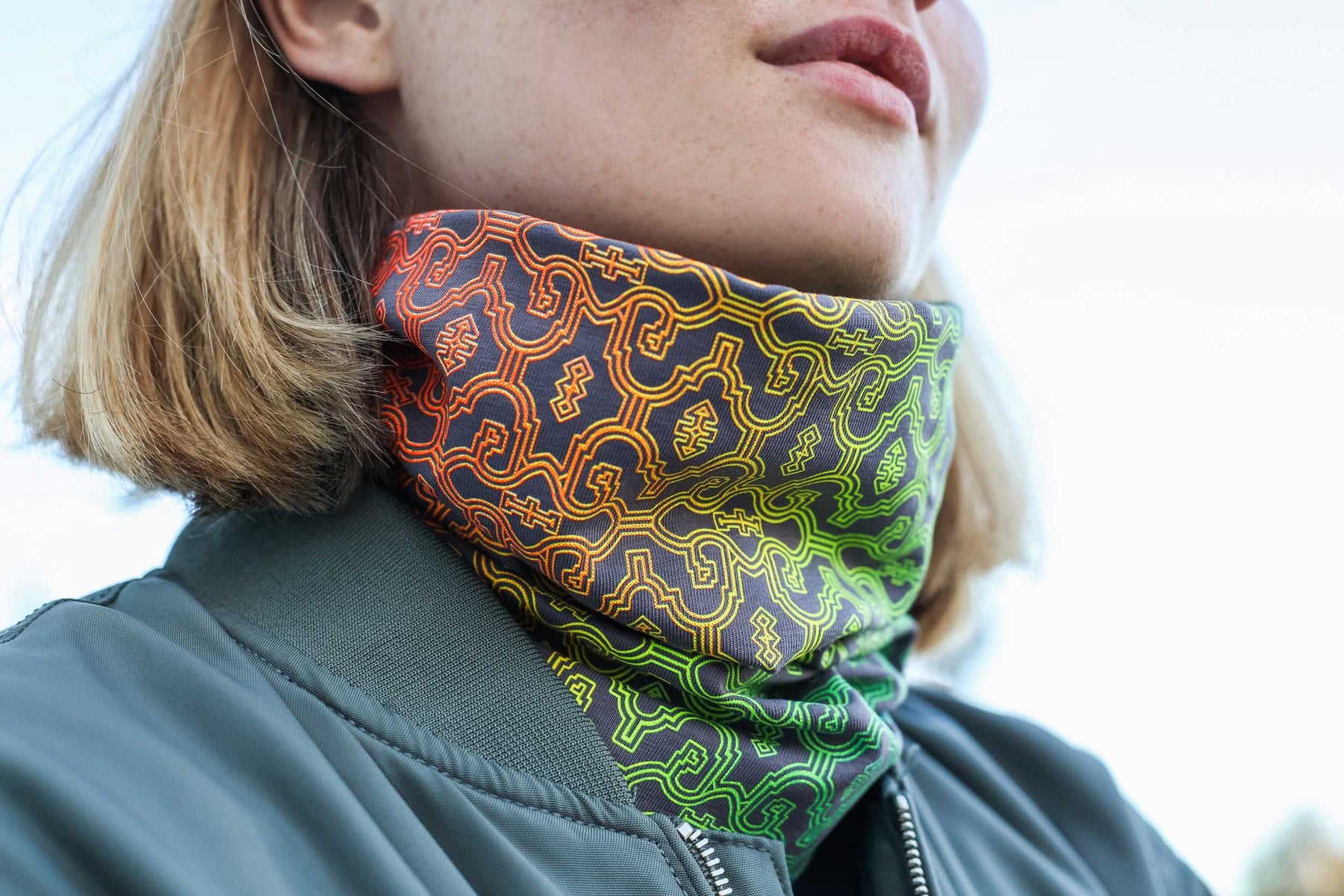 Shipibo Neck Gaiter Grey — Image 9 by Symbolika