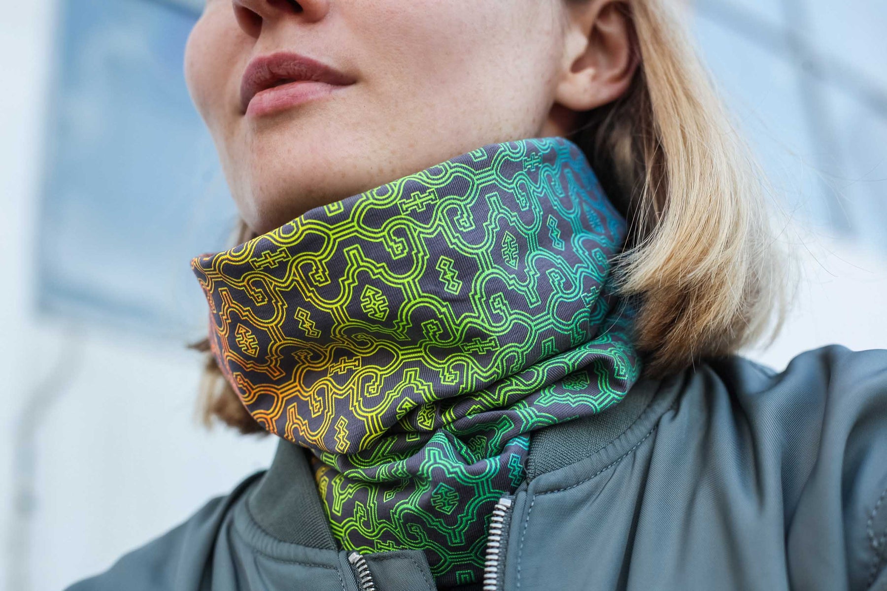 Shipibo Neck Gaiter Grey — Image 10 by Symbolika