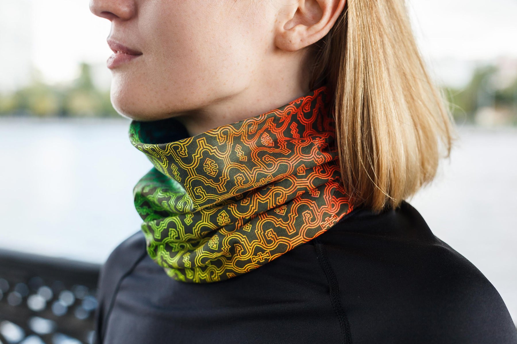Shipibo Gradient Face Mask - Olive