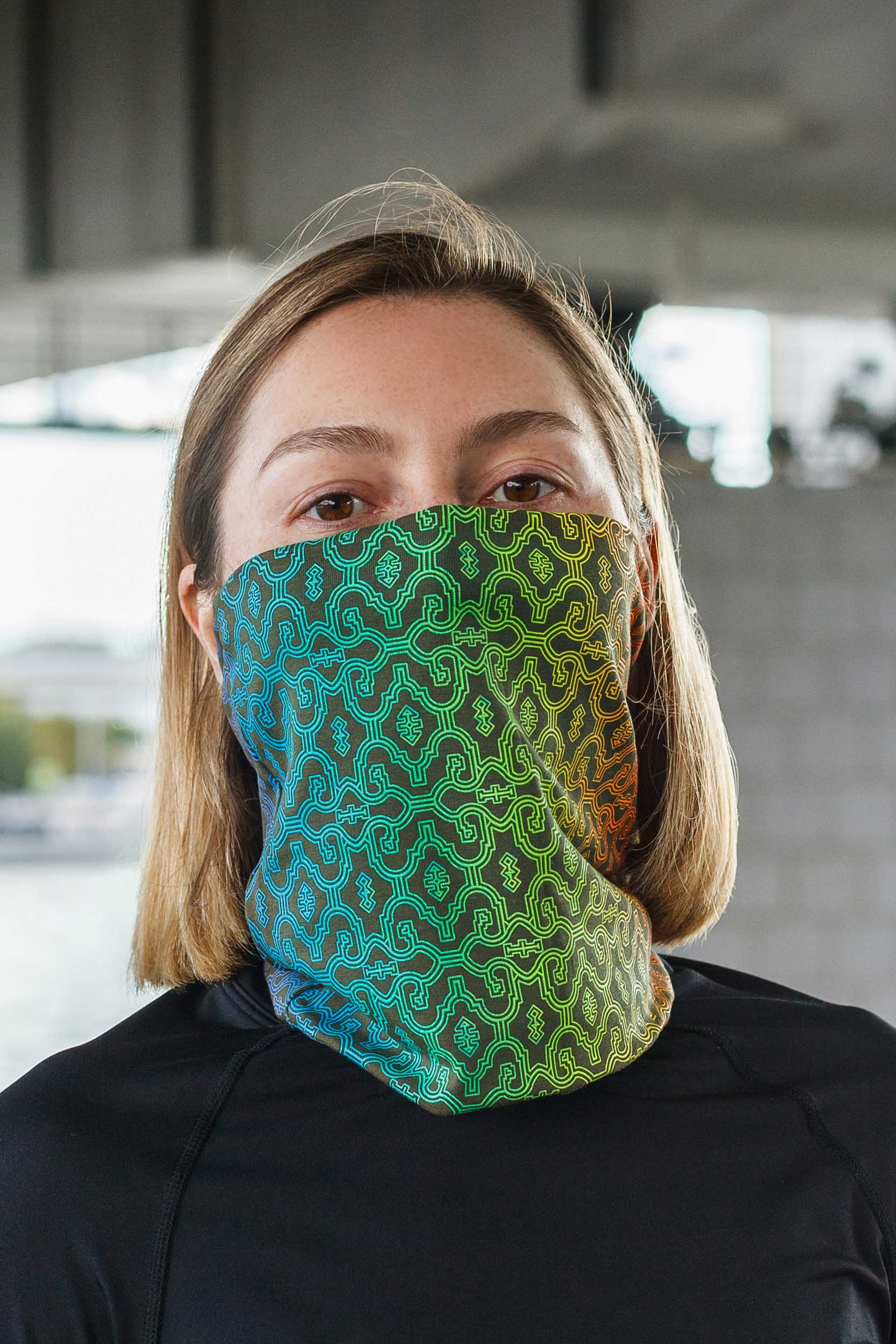 Shipibo Gradient Face Mask - Olive