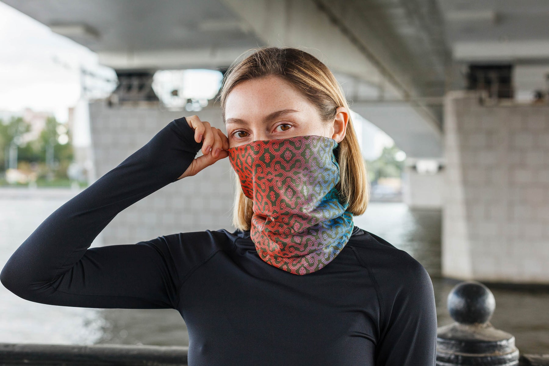 Shipibo Gradient Face Mask - Olive