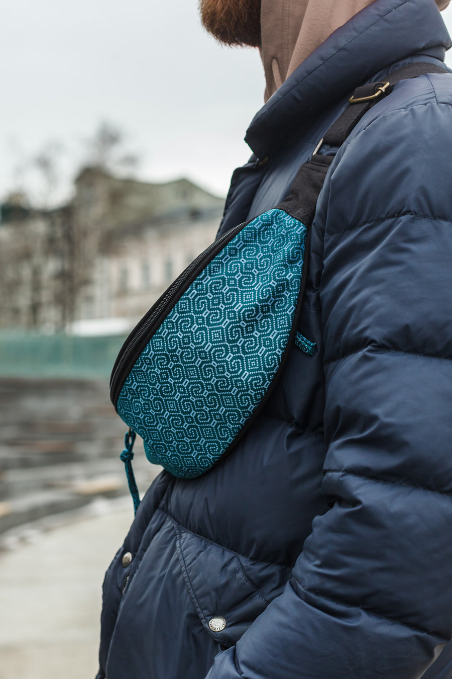 Shipibo-Conibo Emerald Gürteltasche – Schwarz