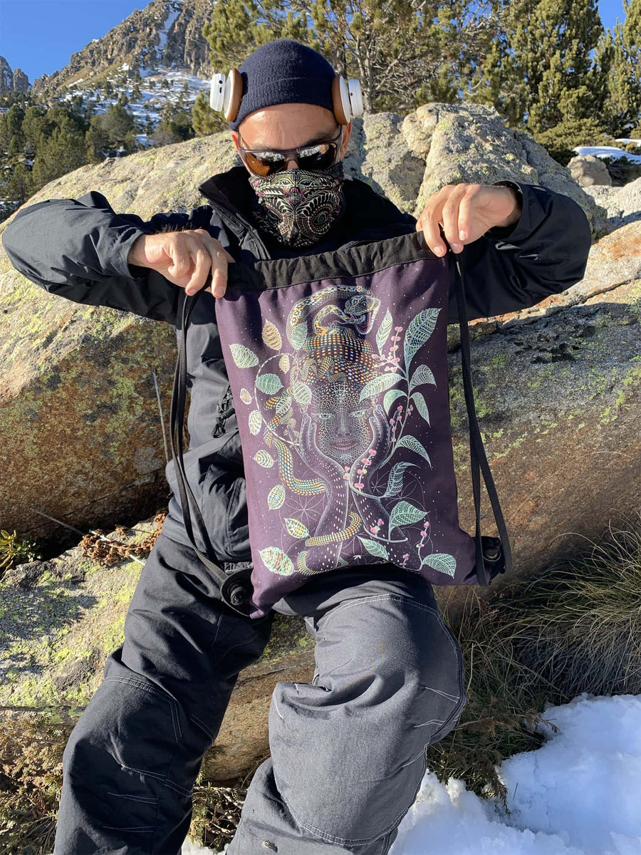 Aya Drawstring Bag - Wearable Psychedelic Art by Symbolika