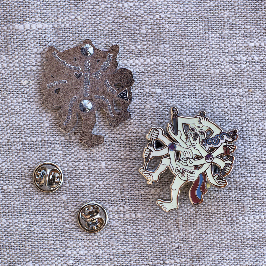 Chillum Yoga white 1.5" Lapel Pin - symbolika