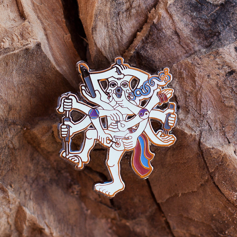 Chillum Yoga white 1.5" Lapel Pin - symbolika