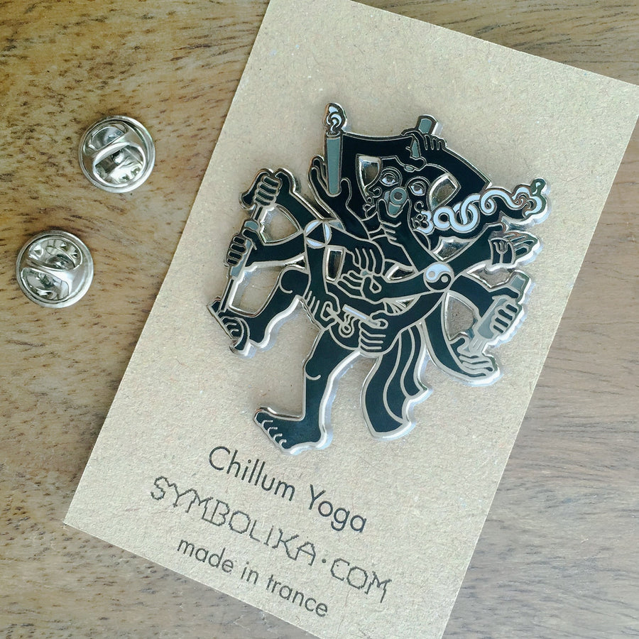 Chillum Yoga Black 2" Lapel Pin - symbolika