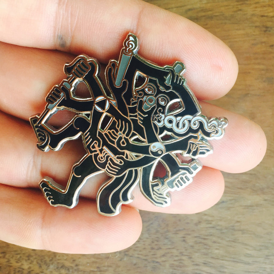 Chillum Yoga Black 2" Lapel Pin - symbolika