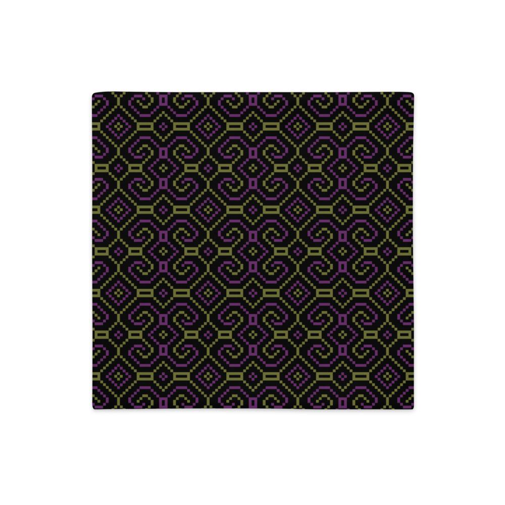 Shipibo - Conibo Cushion - Purple Olive on Black - symbolika