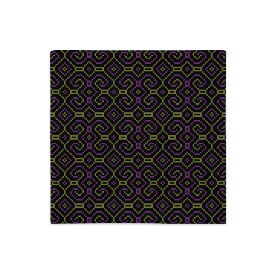Shipibo - Conibo Cushion - Purple Olive on Black - symbolika