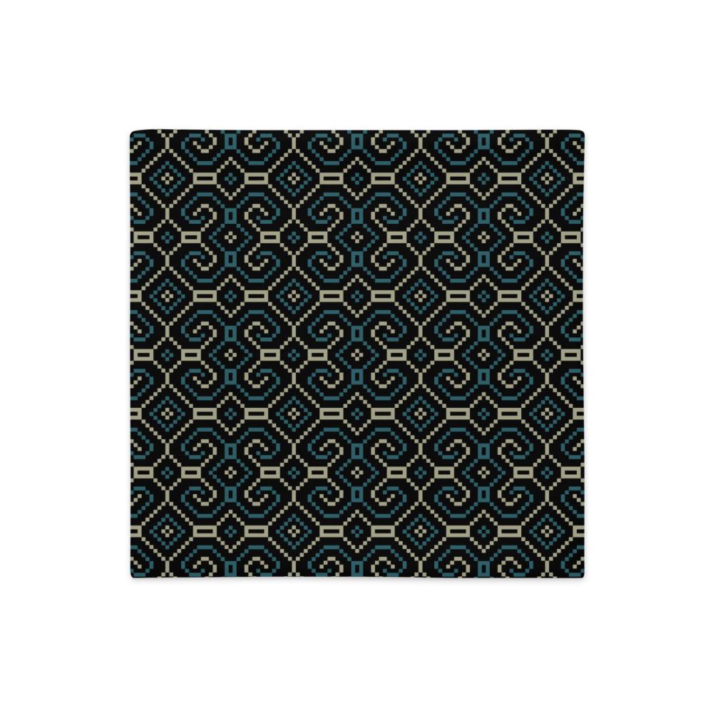 Shipibo - Conibo Cushion - Turquoise Beige on Black - symbolika