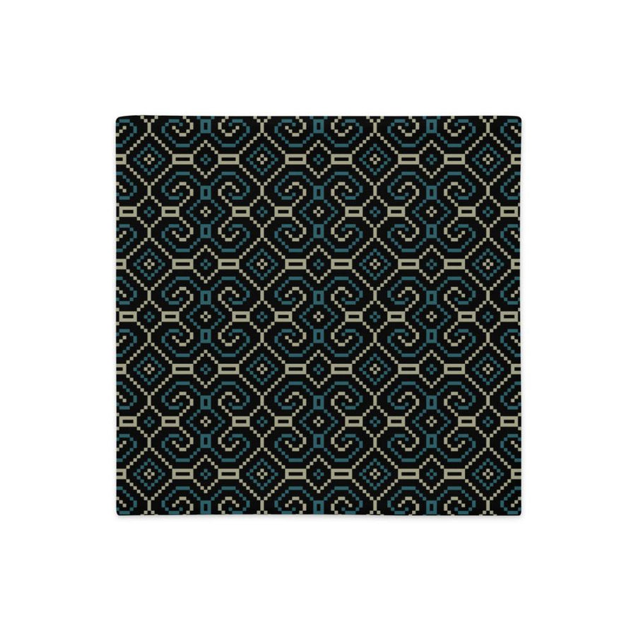 Shipibo - Conibo Cushion - Turquoise Beige on Black - symbolika