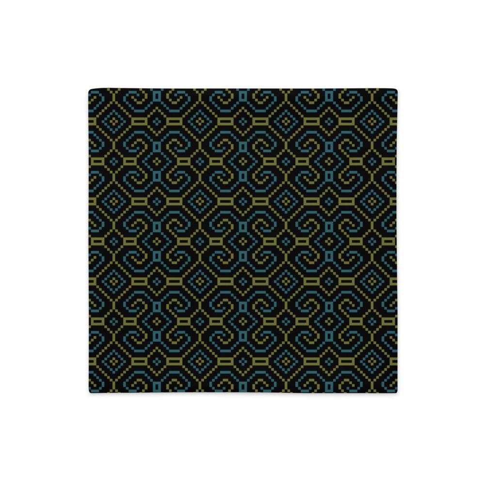 Shipibo - Conibo Cushion - Turquoise Olive on Black - symbolika