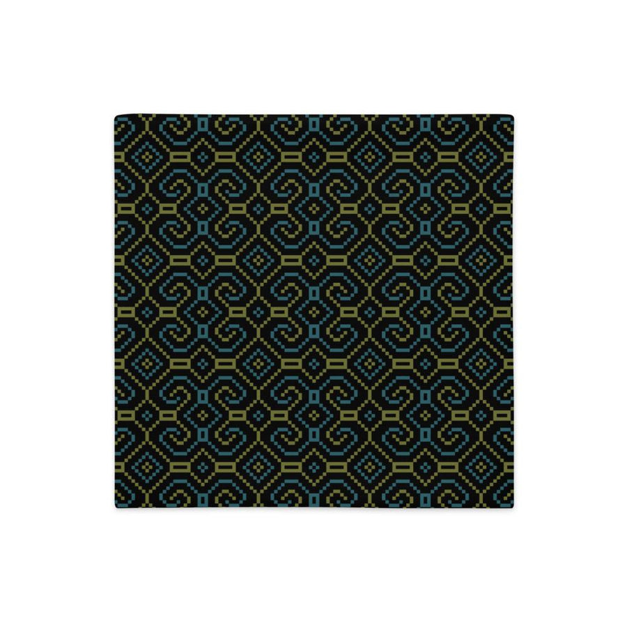 Shipibo - Conibo Cushion - Turquoise Olive on Black - symbolika