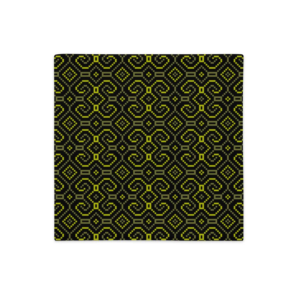 Shipibo - Conibo Cushion - Yellow Olive on Black - symbolika