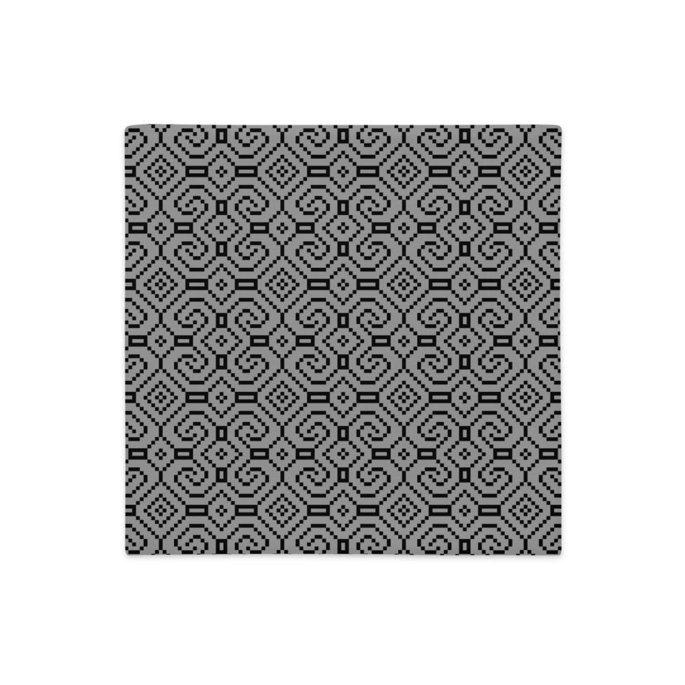 Shipibo - Conibo Cushion - Black on Grey - symbolika