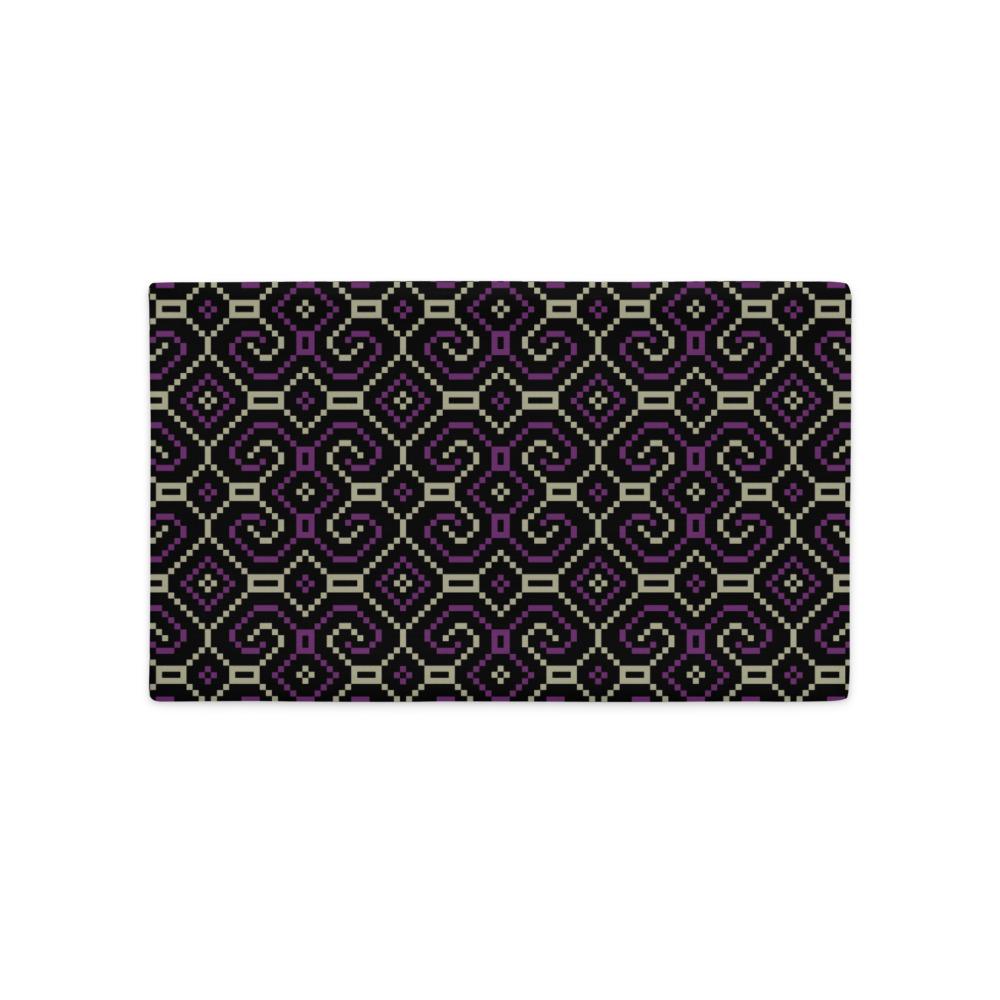 Shipibo - Conibo Cushion - Purple Beige on Black - symbolika