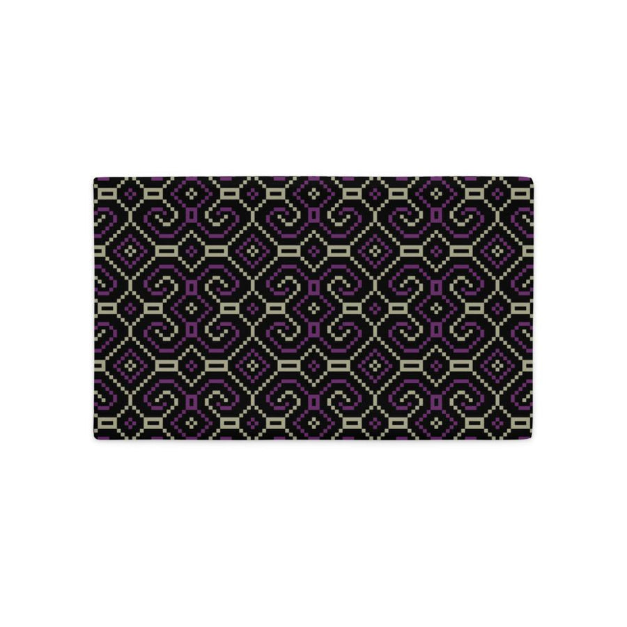 Shipibo - Conibo Cushion - Purple Beige on Black - symbolika