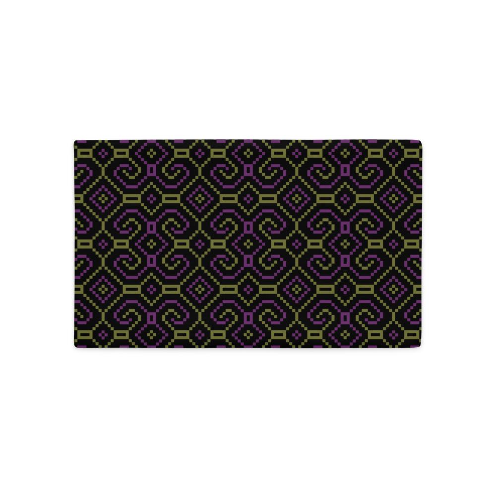 Shipibo - Conibo Cushion - Purple Olive on Black - symbolika