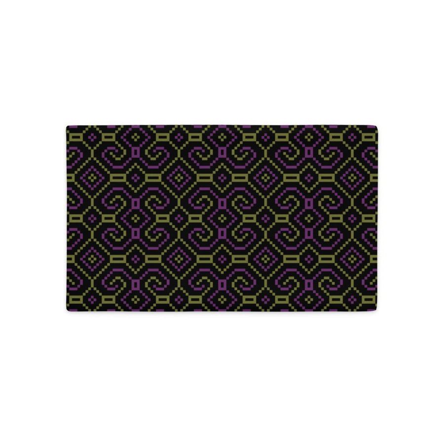 Shipibo - Conibo Cushion - Purple Olive on Black - symbolika