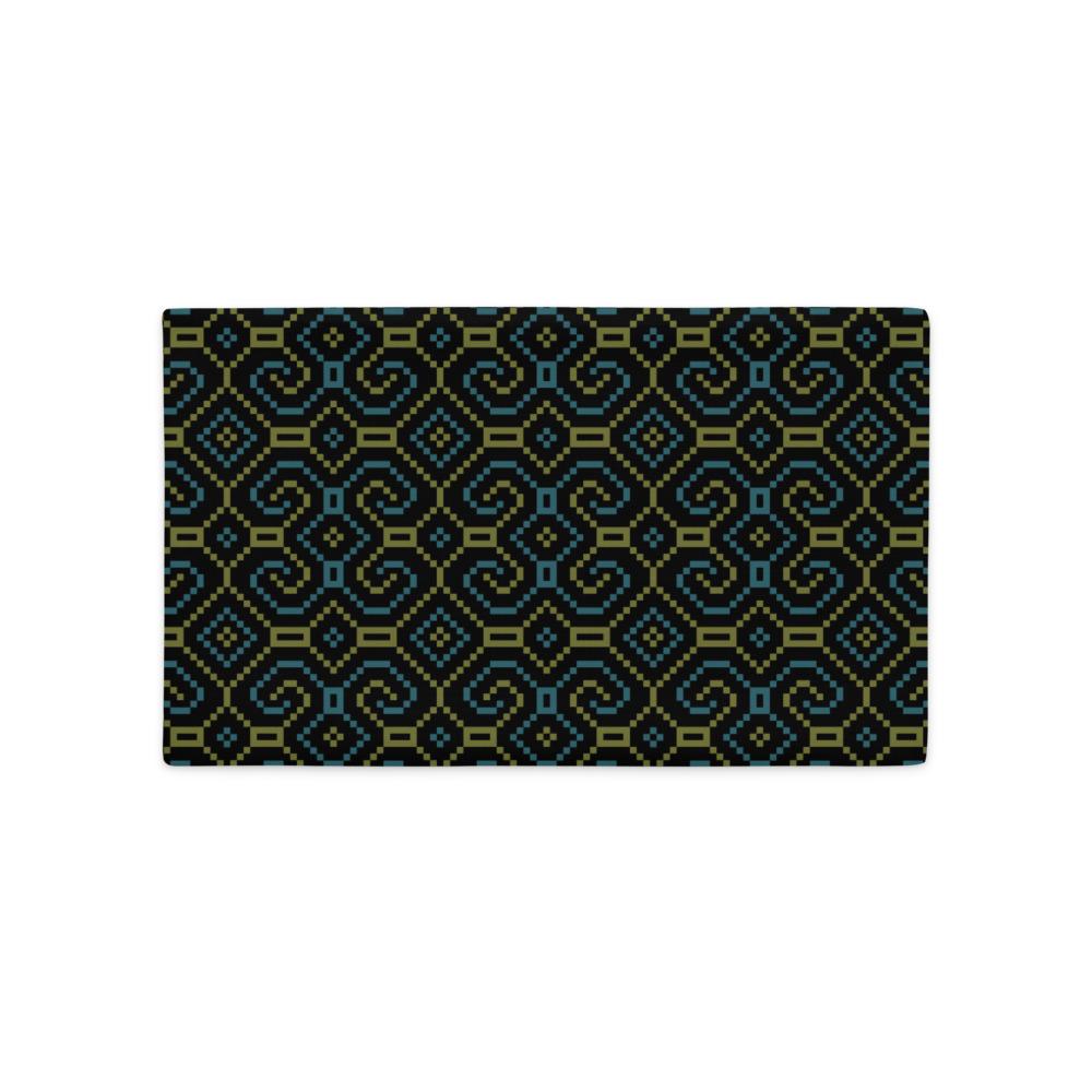 Shipibo - Conibo Cushion - Turquoise Olive on Black - symbolika