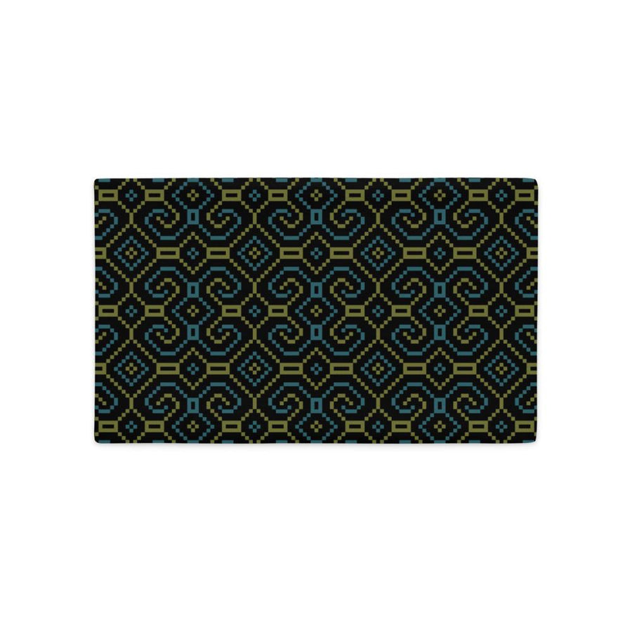 Shipibo - Conibo Cushion - Turquoise Olive on Black - symbolika