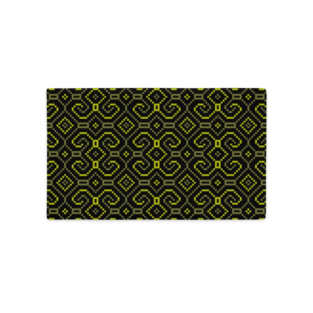 Shipibo - Conibo Cushion - Yellow Olive on Black - symbolika