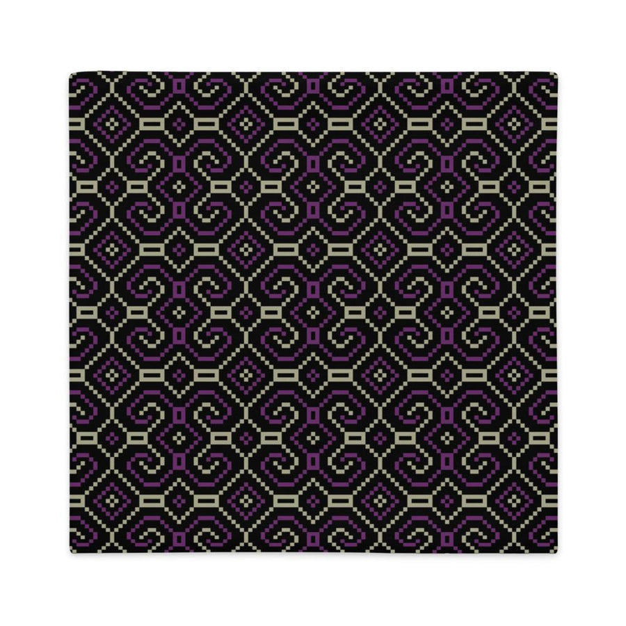 Shipibo - Conibo Cushion - Purple Beige on Black - symbolika