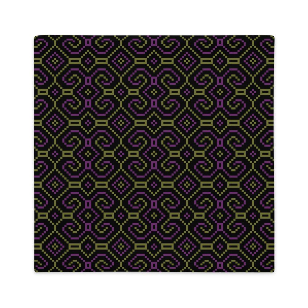 Shipibo - Conibo Cushion - Purple Olive on Black - symbolika