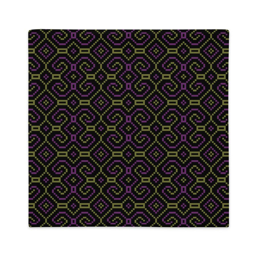 Shipibo - Conibo Cushion - Purple Olive on Black - symbolika