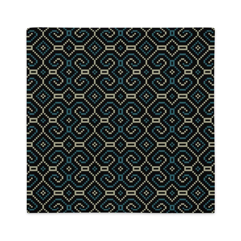 Shipibo - Conibo Cushion - Turquoise Beige on Black - symbolika