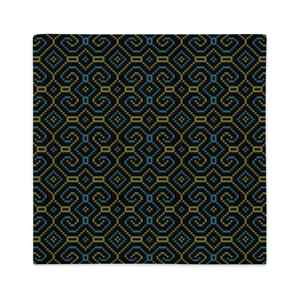 Shipibo - Conibo Cushion - Turquoise Olive on Black - symbolika