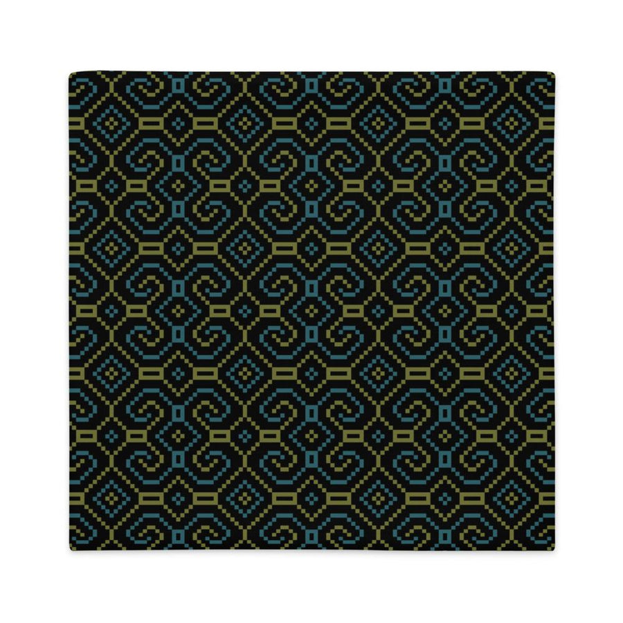 Shipibo - Conibo Cushion - Turquoise Olive on Black - symbolika