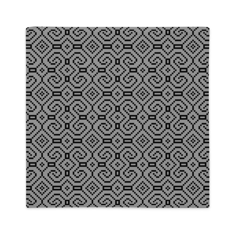 Shipibo - Conibo Cushion - Black on Grey - symbolika