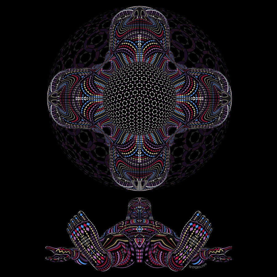 DMT HD Drawstring Bag — Psychedelic Mandala Art Drawstring Bag - Detail Close-Up by Symbolika