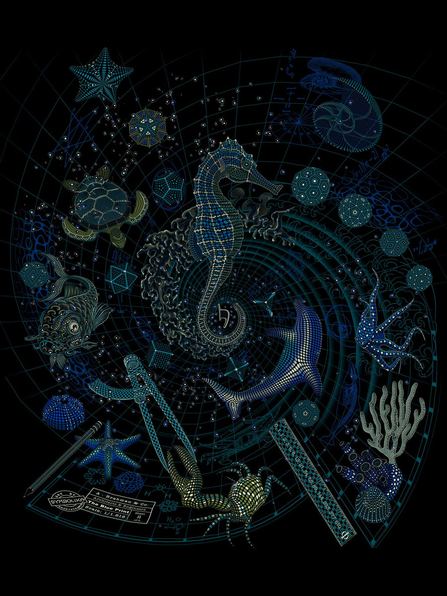 Blueprint II Sea T-Shirt Grey — Image 6 by Symbolika