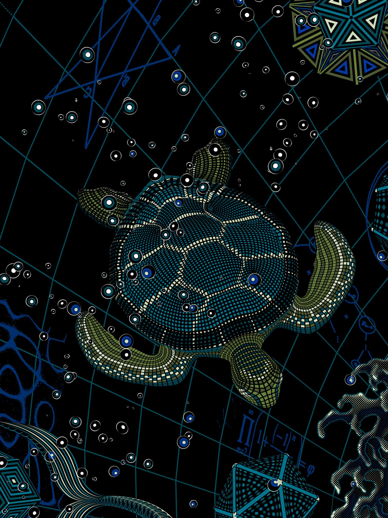 Blueprint II Sea T-Shirt Grey — Image 14 by Symbolika