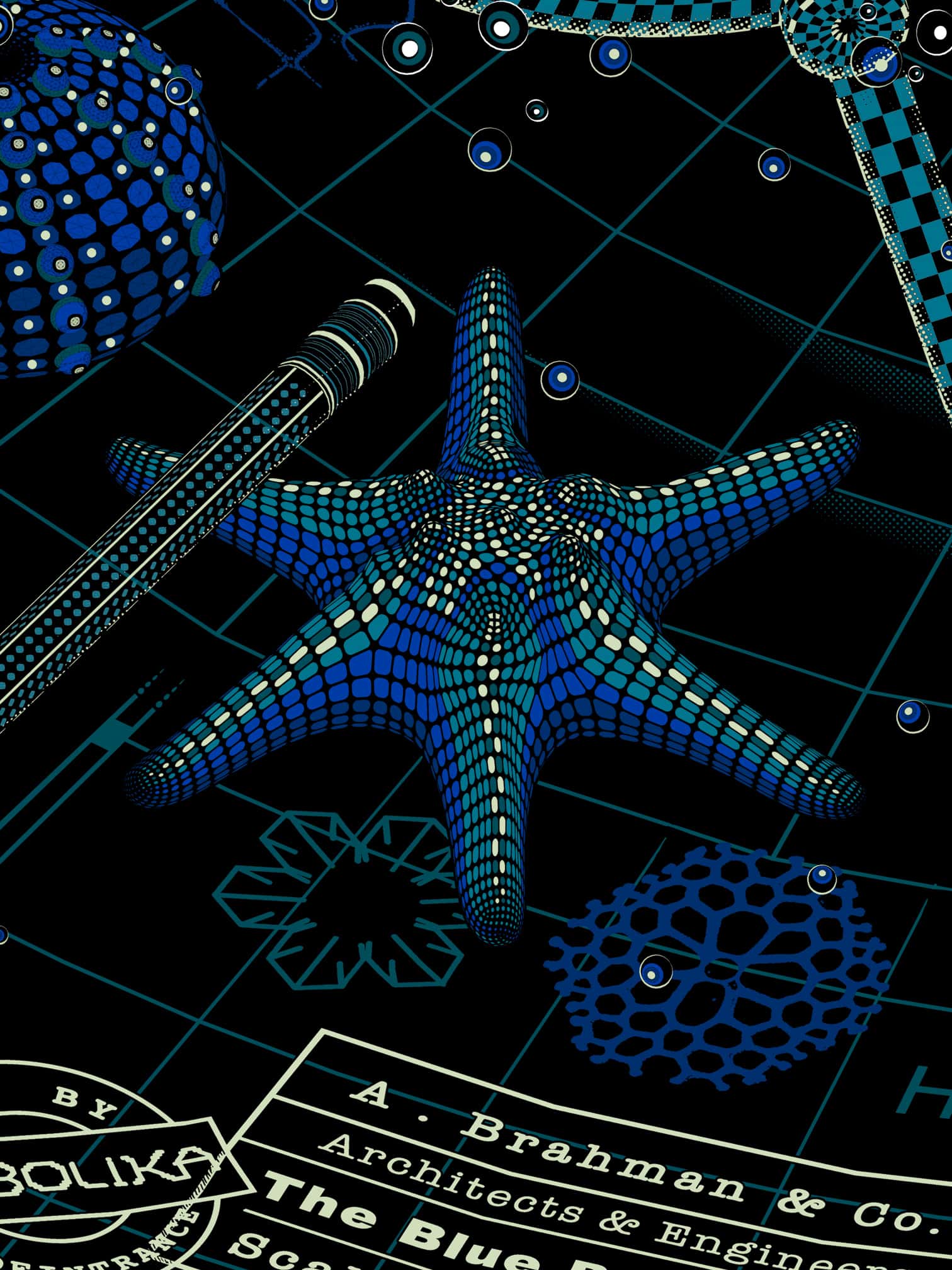 Blueprint II Sea T-Shirt Grey — Image 9 by Symbolika