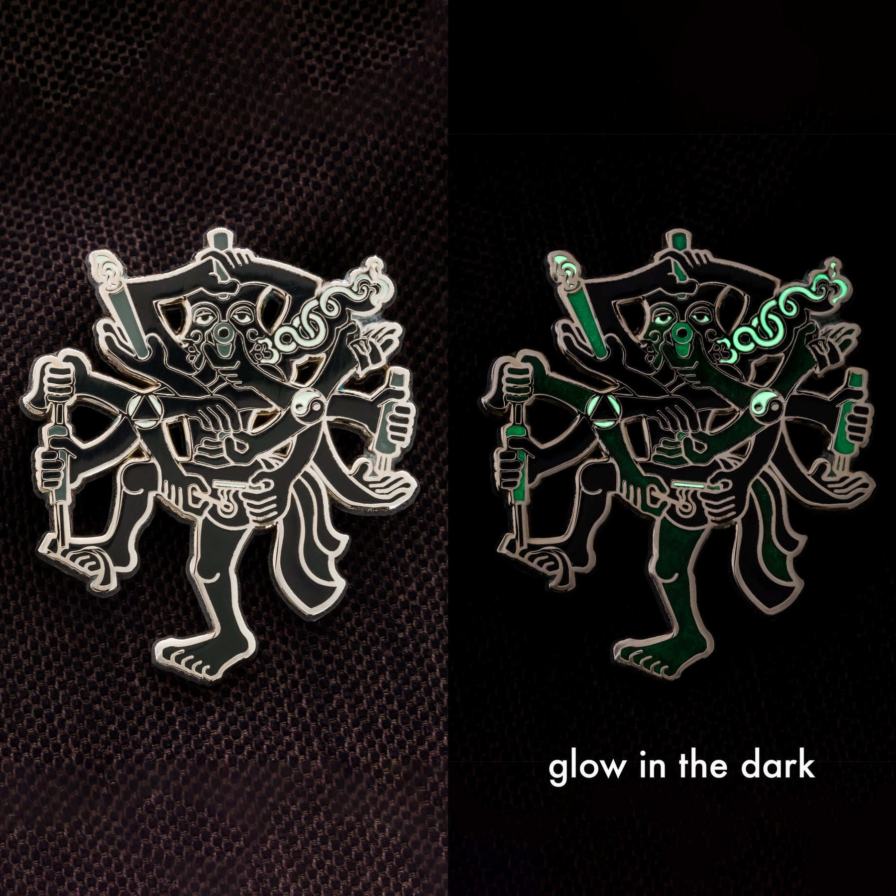 Chillum Yoga Black 2" Lapel Pin - symbolika